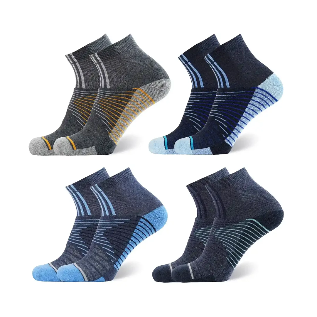 Men's Ankle Length Full Terry Cotton Sports Socks, Pack of 4 Pairs